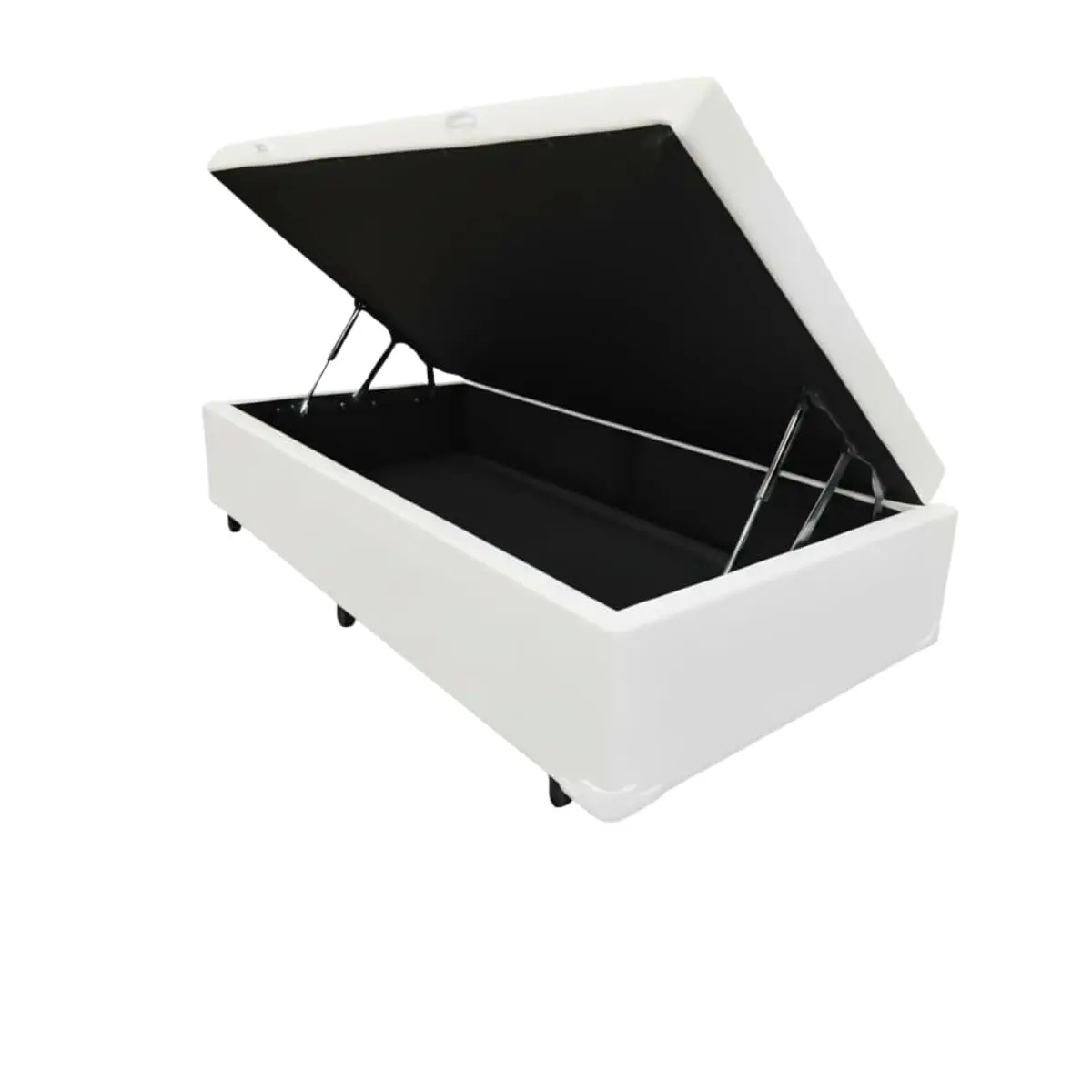 Cama Box Baú Solteiro Blindado Diversas Cores (88x188x42) (Corino branco)