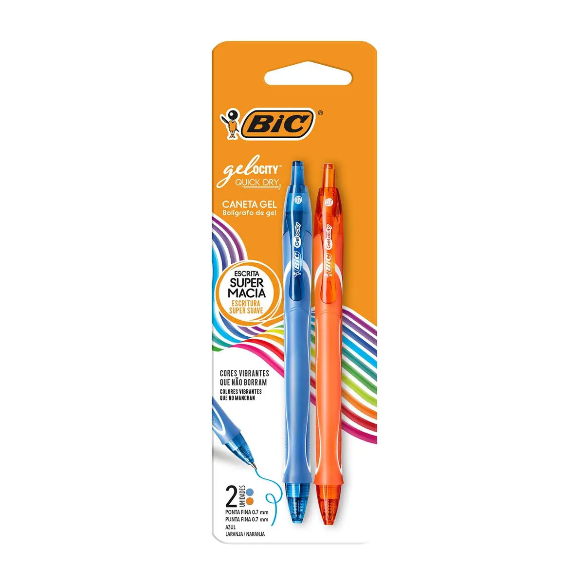 BIC, Caneta em Gel, Gelocity, Quick Dry, Ponta Fina, 2 Cores - 1
