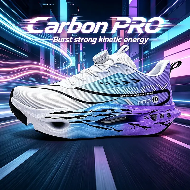 Tênis de Corrida Masculino com Placa de Carbono Propulsiva, Respirável, Ajuste Amplo, Retorno de Energia, Amortecimento para Maratona, Tênis de Treino Feminino - 1
