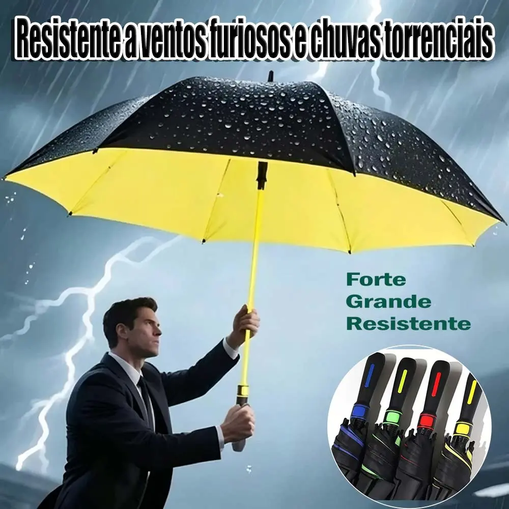 Guarda-Chuva Grande Automático - Fibra de Vidro Blackout para Proteção UV, Reforçado para Tempestade! - 1