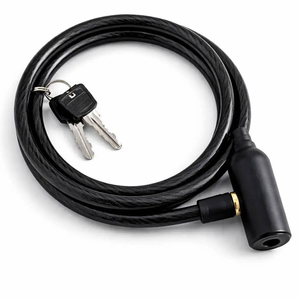 Trava de Segurança para Bicicleta 65cm com 2 Chaves – Cabo de Aço Revestido em PVC, Ideal para Capacete, Portão e Mochila - 1