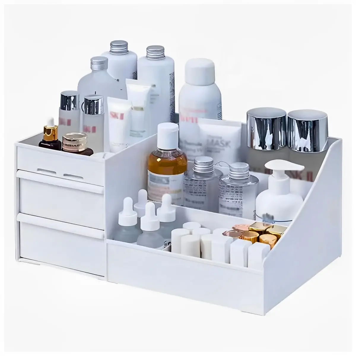 Organizador Maquiagem Escritório Mesa Cosméticos Porta Treco Gaveta Caneta Multiuso (Branco)