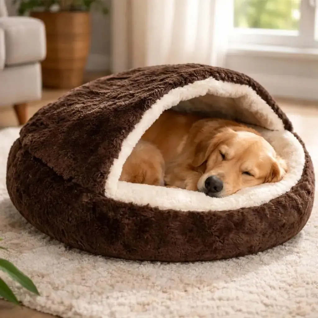 CAMINHA PET COBERTA FECHADA CAMA COBERTURA DONUT NUVEM G 60CM (CHOCOLATE) | MATERIAL RESISTENTE, PODE SER LAVADO NA MAQUINA, NÃO SOLTA PELOS, QUALIDADE PREMIUM