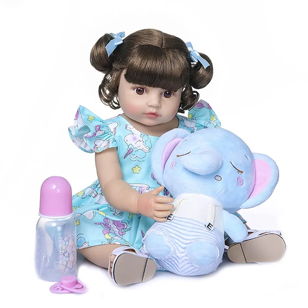 Brastoy Boneca Menina Bebê Reborn de Silicone Pode Tomar Banho 48cm (Menina 48cm)