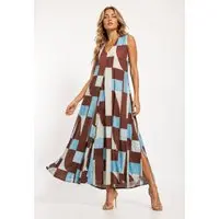 Vestido Cabanafree Longo Acará Malha Estampa Santa Rosa do Tocantins - 1