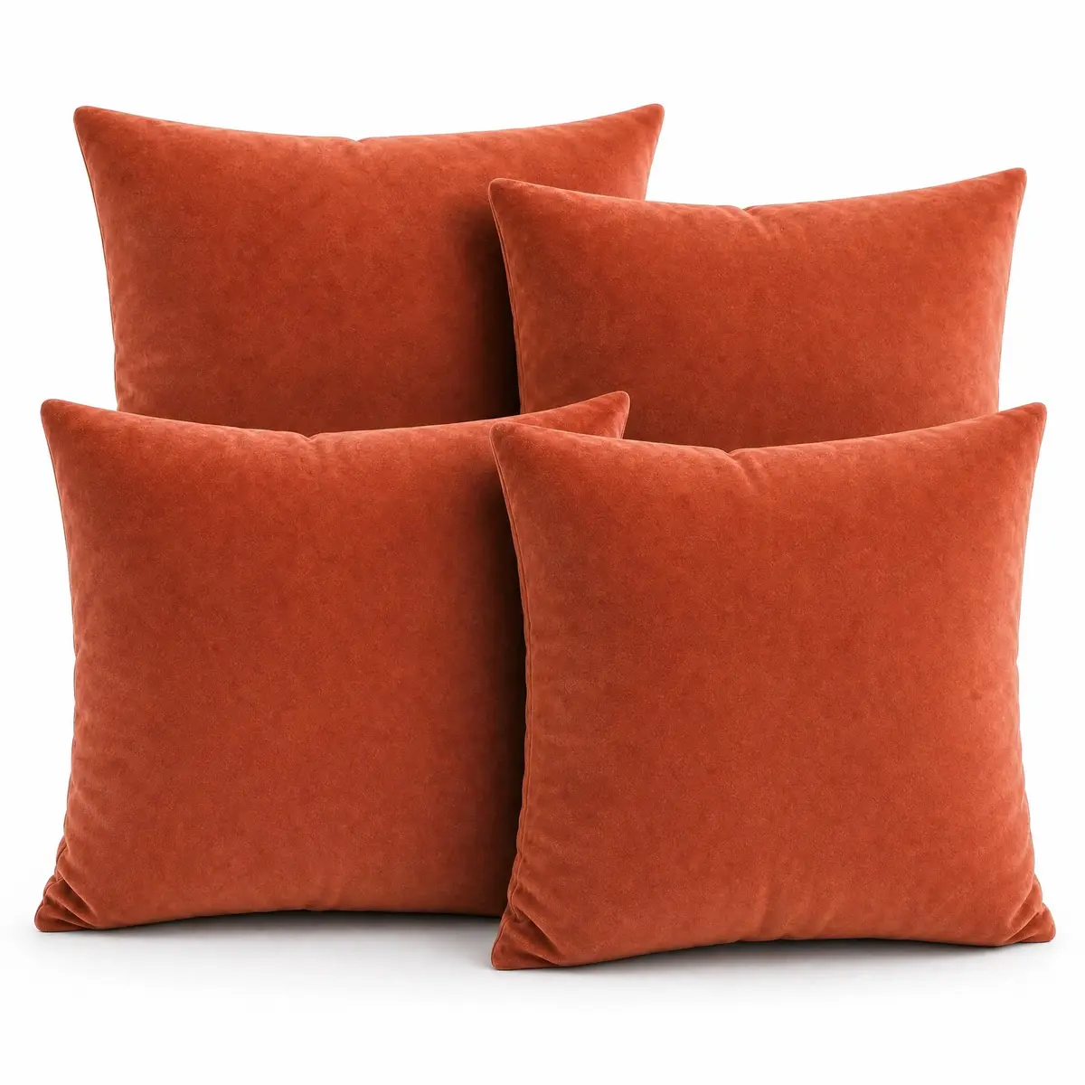 Kit 4 capas terracota para almofadas 45x45 suede aveludada macia com zíper invisível e costura reforçada decorativa para sala quarto sofá