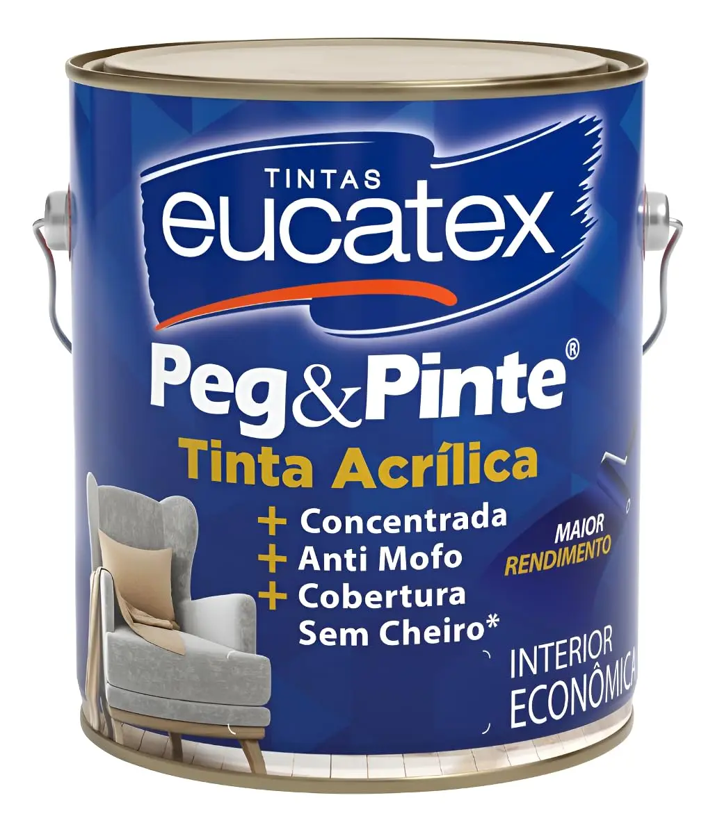 Tinta Acrílica Eucatex Peg & Pinte 3,6 Litros Fosco (Azul Ilhéus)