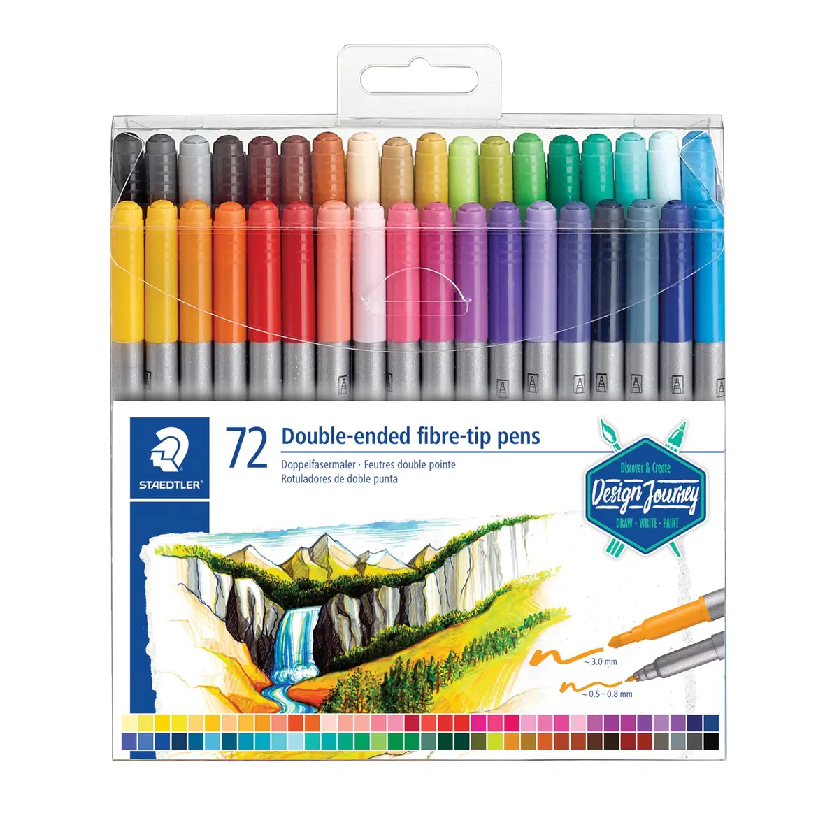 Caneta Hidrocor Ponta Dupla, Staedtler, 3200 TB72, 72 cores - 1