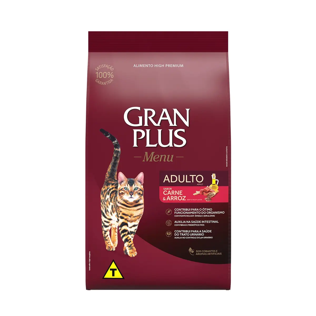 Ração para Gatos Adultos Gran Plus Carne e Arroz 3Kg