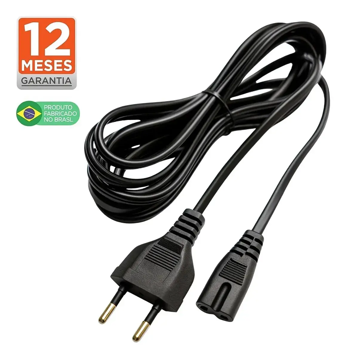 Cabo de Energia Força para Smart Tv Samsung Lg Philco Tcl Monitor Ps3 Ps4 Ps5 Impressora JBL BOMBOX Rádio Caixa de Som Tipo 8 Bivolt 127/220V - Tech 022