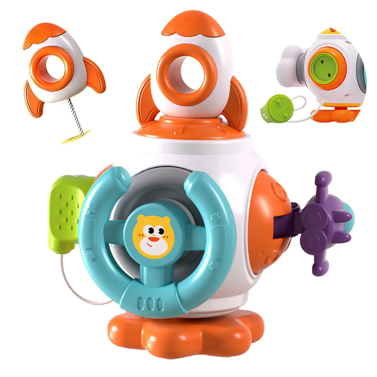 Cubo de Atividades Bebe Kidino 6 em 1 Brinquedo Montessori Sensorial com Foguete, Volante e Sons - Cubo Sensorial Educativo e Portátil - Brinquedo Sensorial 6 Meses a 1 Ano - 1