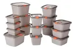 Conjunto De Potes De Plástico Tampa Fixa 16 Peças Plasútil Tampa Fendi 206/ Corpo Cinza 1462/ Valvula Laranja 580 - 1
