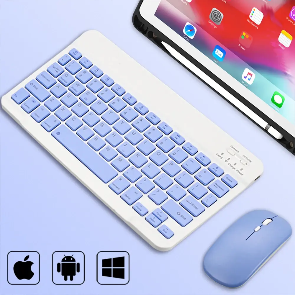 Teclado sem fio bluetooth universal, teclado e mouse para celular, mini teclado bluetooth, acessórios para teclado ipad - 1