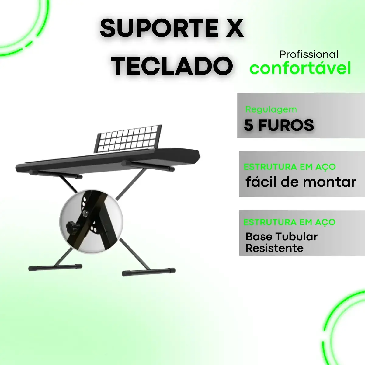 Suporte X Teclado Don Caprini 7 Níveis Ajustável Aço Carbono 20kg thumbnail 7