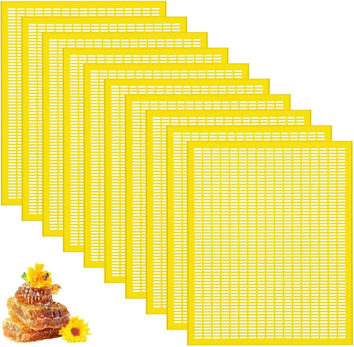 Tela Excluidora de Abelha Rainha, Amarela, 420 × 510 × 2.5 mm, Apicultura com 10 Pcs Queen Excluder, Rainha Excluir Apicultura Plástico Rainha Excluir Abelha Quadro, Tela Excluidora Abelha Rainha