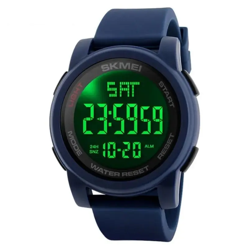 Relógio Masculino Skm 1257 Á Prova D'água 50m Digital Esportivo Shock Silicone Azul