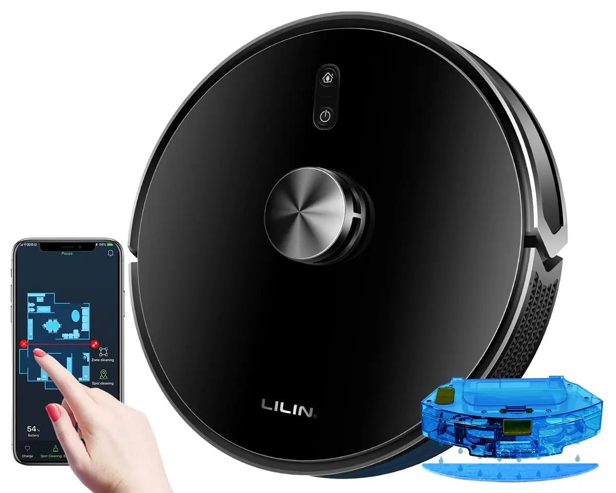 LILIN Robô Aspirador de Pó X6 com Navegação e Vários Pisos Mapeamento LIDAR | 110/220V Bivolt, 3 em 1 Aspiração e Esfregão, Conexão WiFi Compatível com Alexa, Recarga Automática, Do Brasil