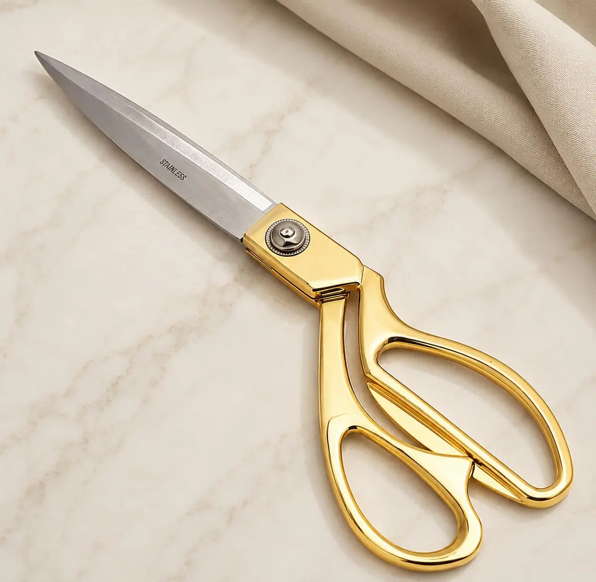 Tesoura Profissional de Costura em Aço Inoxidável com Cabo em Liga Fundida, Corte Preciso para Tecido, Couro, Papel e Artesanato – Qualidade Premium LNMAX® - 1