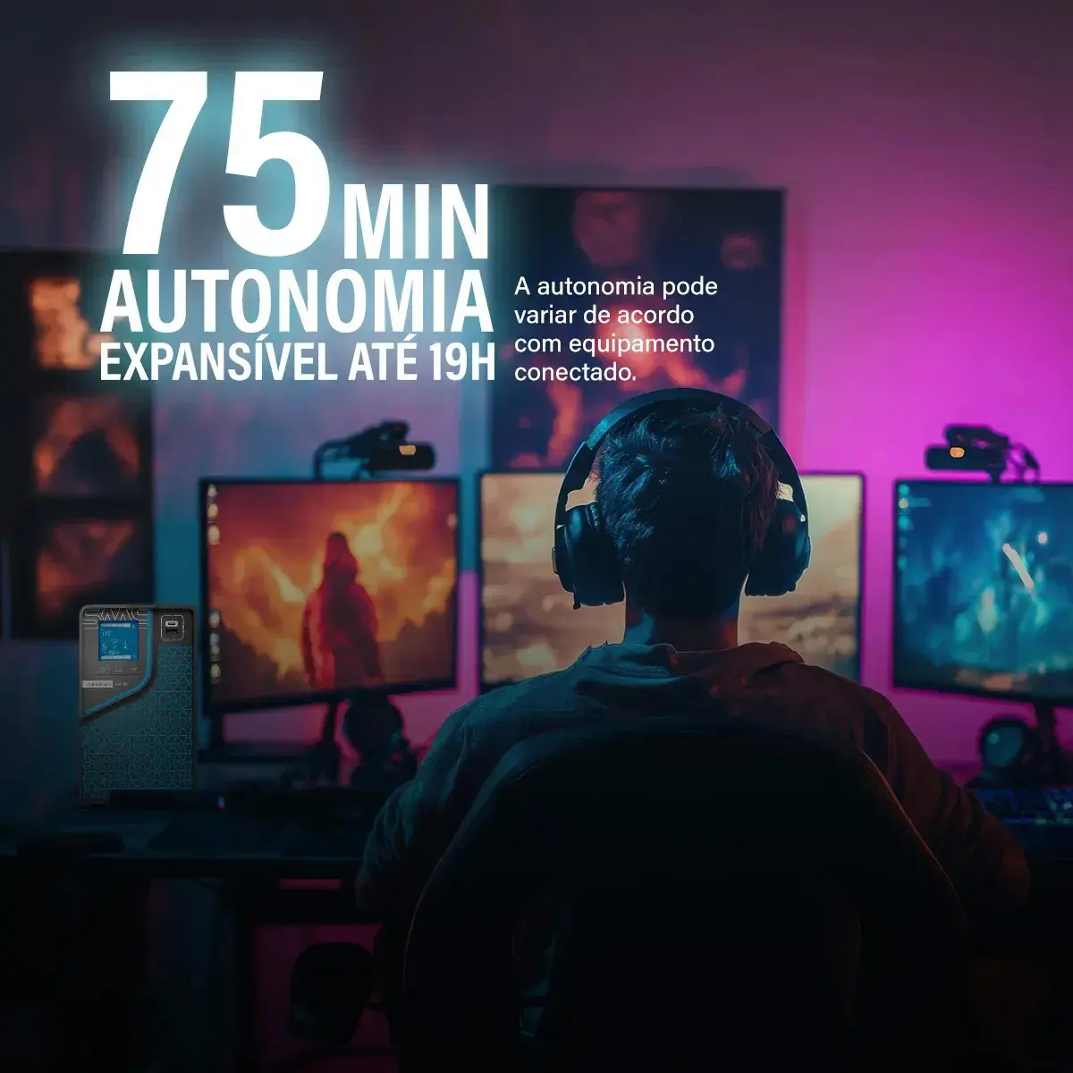 Nobreak SMS GAMER 2000VA Bivolt | Onda Senoidal Pura | Compatível com PFC Ativo | Wi‑Fi e USB | 6 Tomadas 10A e 2 Tomadas 20A | Expansão de Autonomia | Ideal para PC Gamer, Consoles, NAS e Workstation thumbnail 3