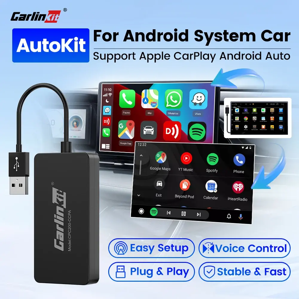 CarlinKit CCPA CarPlay Sem Fio Para Android Rádio de Carro Sem Fio Android Auto Wireless Auto Connect Mirrorlink Adaptador USB Inteligente - 1