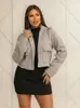 Jaqueta Bomber Feminina de Lã com Bolsos - 1