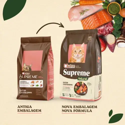 Ração Quatree Supreme Gatos Adultos Castrados Salmão e Batata Doce Super Premium thumbnail 2
