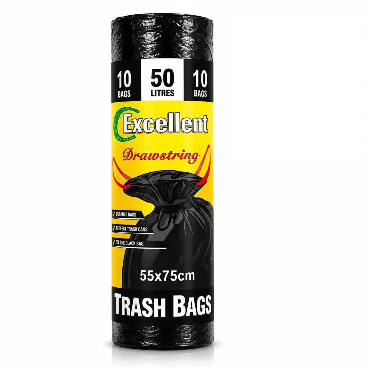 Saco de Lixo Reforçado com Cordão Multiuso 20L 30L 50L 70L 100L 120L 140L (50L - 10 UNIDADES)