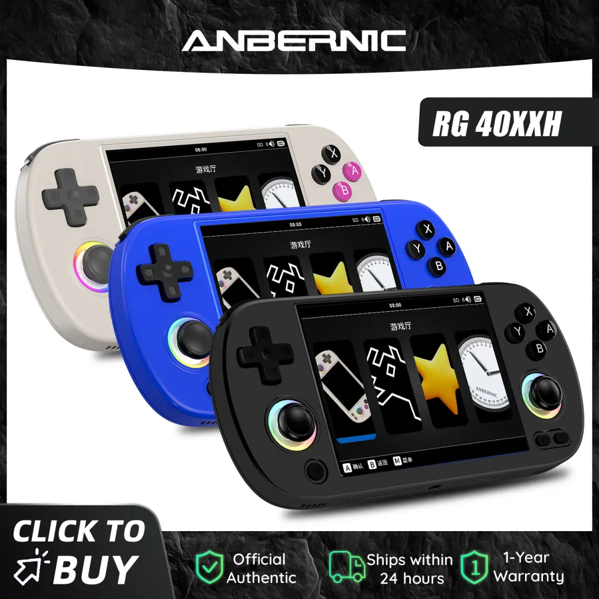 Console de Jogos Retro Portátil Anbernic RG40XX H 64 Bits com Tela IPS de 4.0'' Suporta WiFi 5G Bluetooth Saída HD RG40XXH