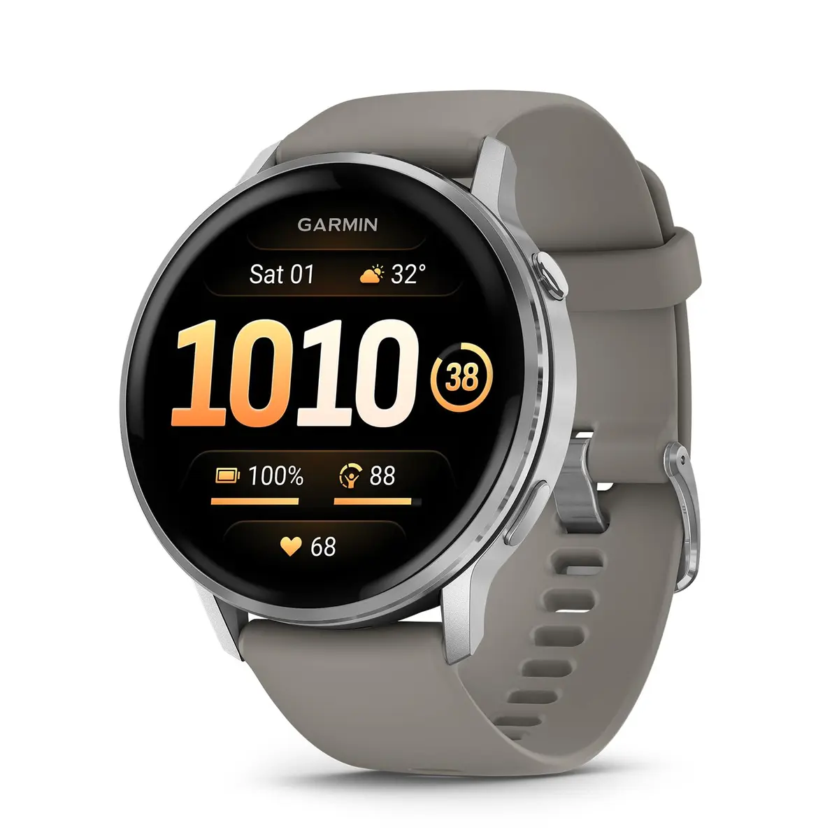 Garmin Relógio Venu 4 Prata 45mm com Pulseira de Silicone Cinza