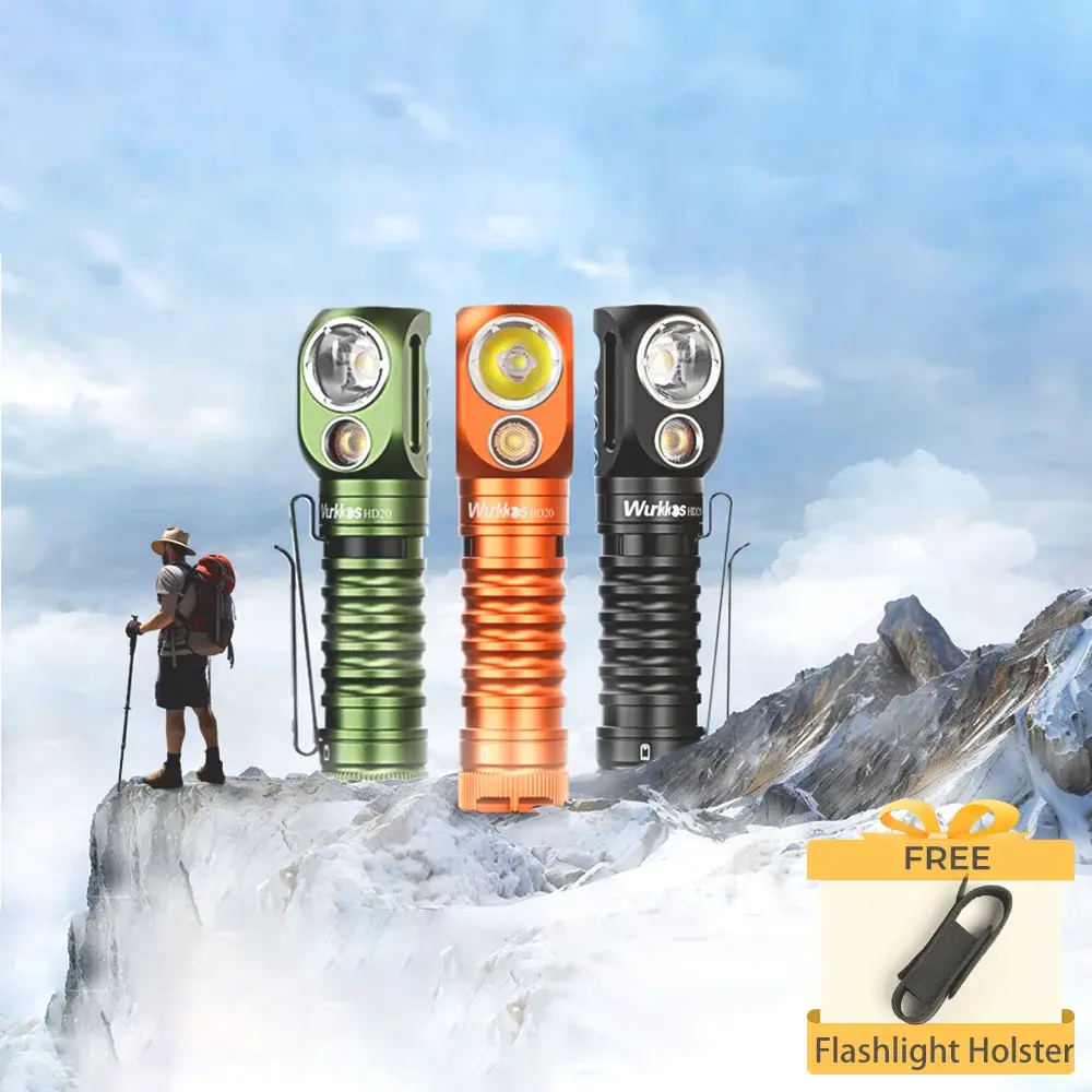 Wurkkos hd20 farol recarregável 2000lm tocha magnética ip68 holofote 21700 edc banco de potência para acampamento