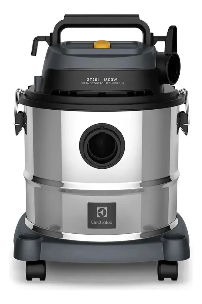 Aspirador Pó e Água Electrolux função Sopro Compacto Líquidos Químicos Inox 1800W 20L total 15L útil protetor térmico GT20i