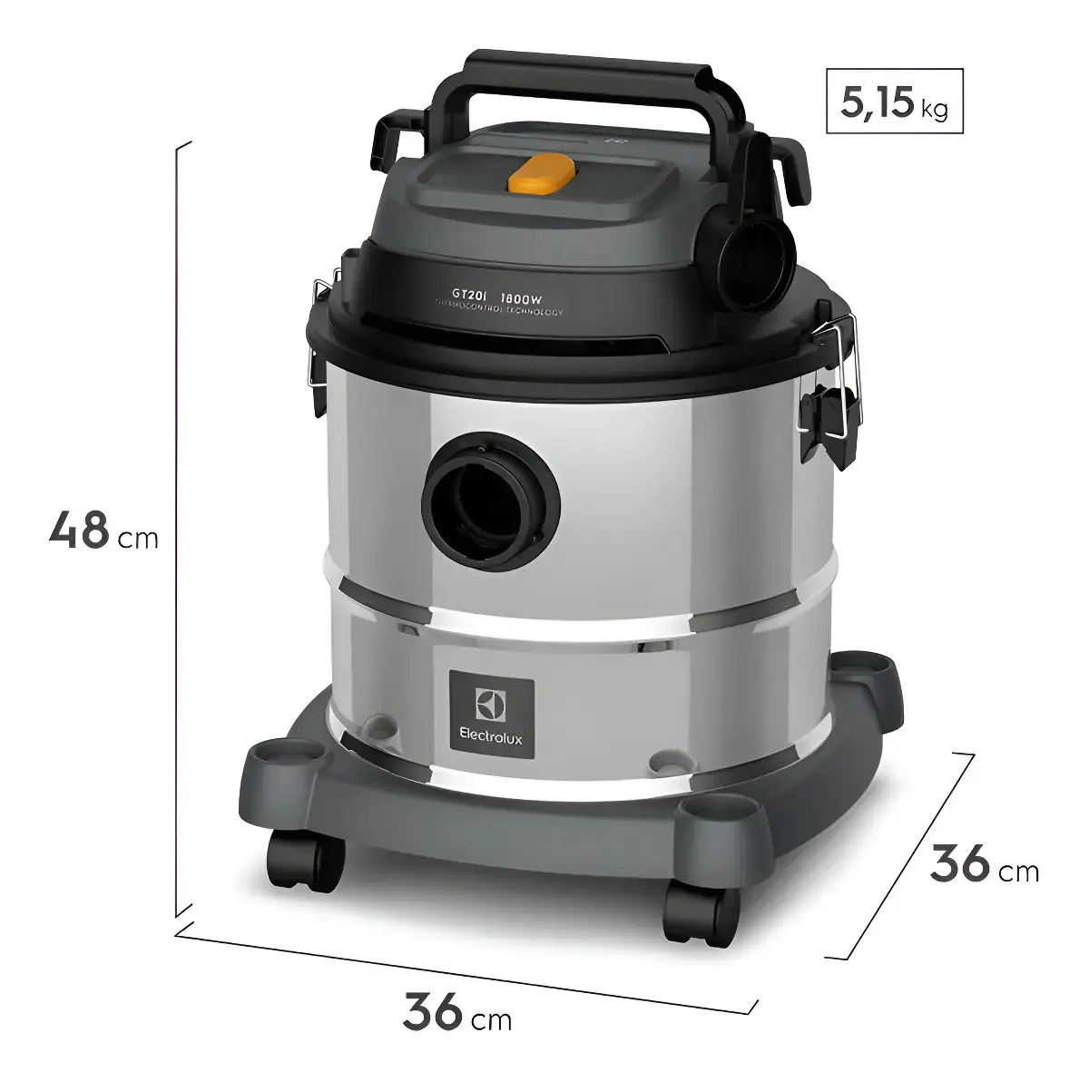 Aspirador Pó e Água Electrolux função Sopro Compacto Líquidos Químicos Inox 1800W 20L total 15L útil protetor térmico GT20i thumbnail 4
