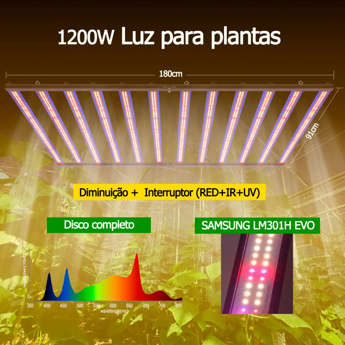 Lâmpada LED LM301H EVO V5 para Cultivo, Espectro Completo 240W 320W 650W 1200W, para Plantas Hidropônicas Internas e Cuidado com Flores e Fitos