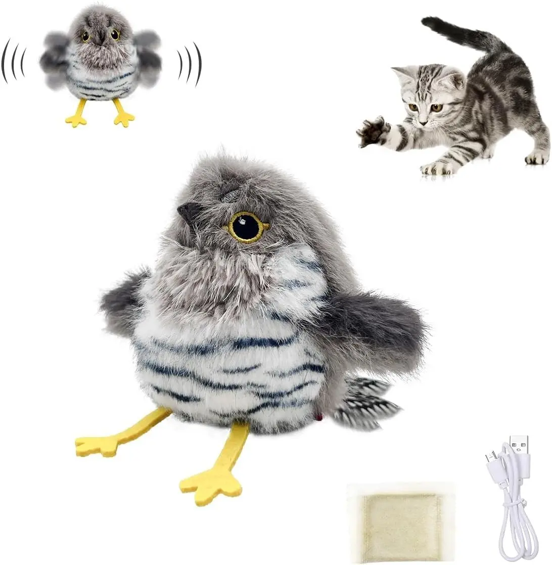 NEWPET Brinquedos Para Gatos: Pássaro Que Bate As Asas (Não Voa), Brinquedos Recarregáveis, Brinquedos Com Catnip Para Gatos (Cuco)