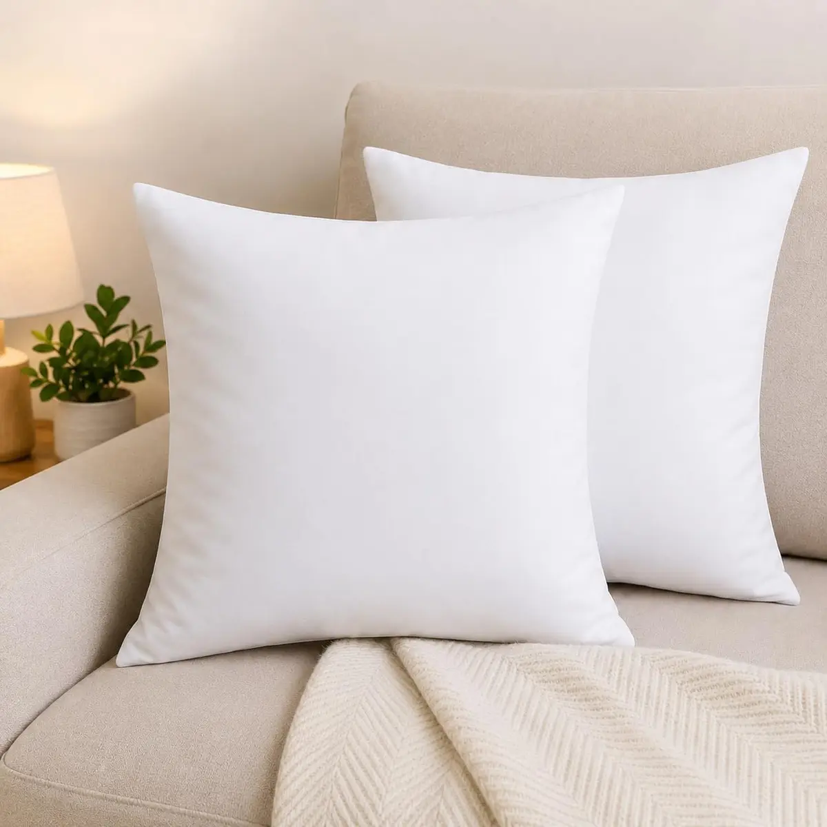 Kit 2 Capa de Almofada 40x40 Premium Micropercal 400 Fios Tipo Hotel Branco | Toque Macio para Sofá Decorativa