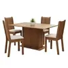 Conjunto Sala de Jantar Luana Mesa 4 Cadeiras Madesa - Marrom