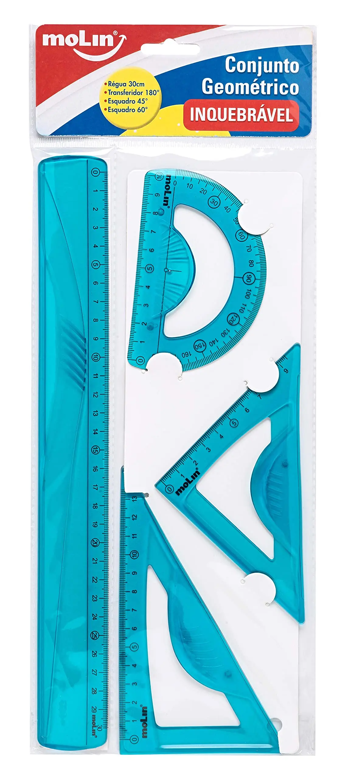 Molin Conjunto Geométrico Flexível - Azul - Blister com 4 Itens