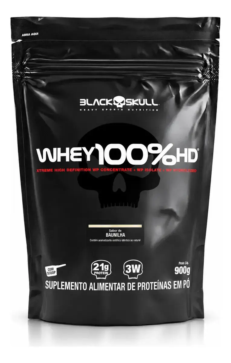 Proteína Black Skull Whey 100% HD em pó sabor Baunilha x 900g - 1
