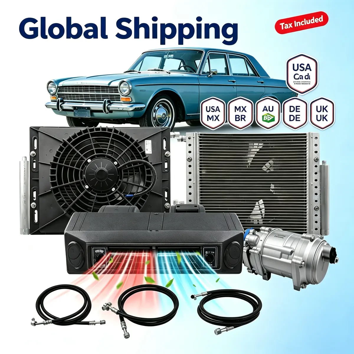 Treeligo 12V Aquecedor e Resfriador Elétrico Universal Automotivo 10500BTU Kit de Sistema de Ar Condicionado Novo AC de Estacionamento para Veículos - 1