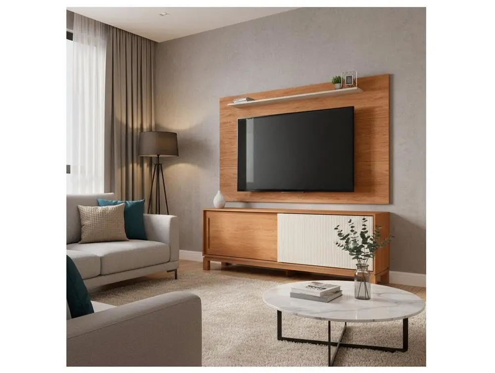 Rack para Tv Ate 65” com Painel Suspenso 2 Portas Caemmun Flor