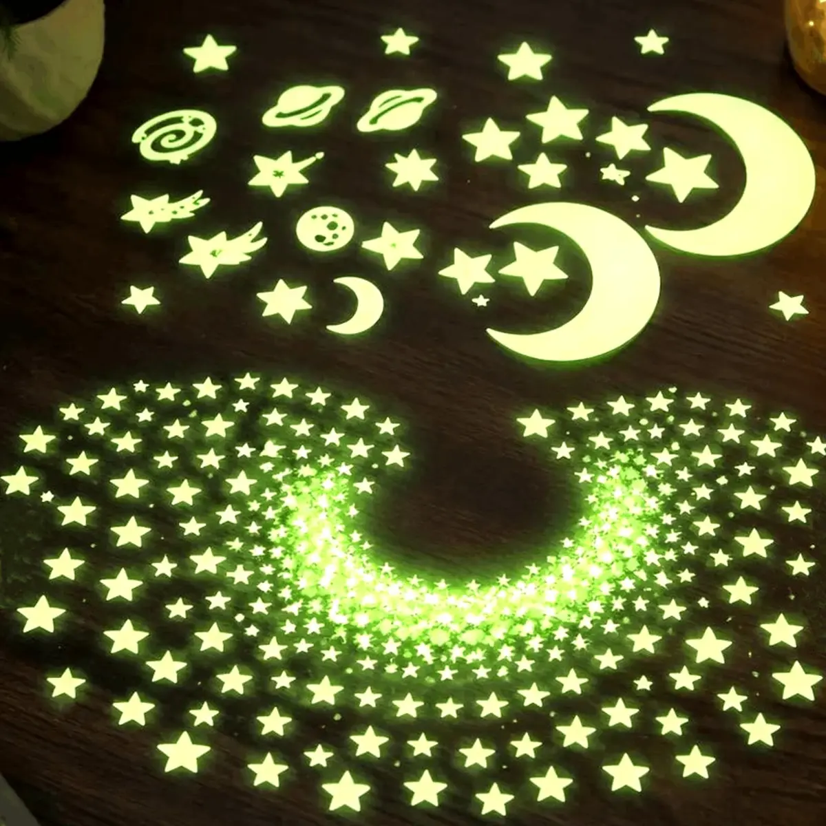 Estrelas E Luas Fluorescentes 3D Neon Brilham No Escuro Adesivo Decorativo Para Teto Parede Céu Noturno Quarto Infantil Tema Universo Galáxia