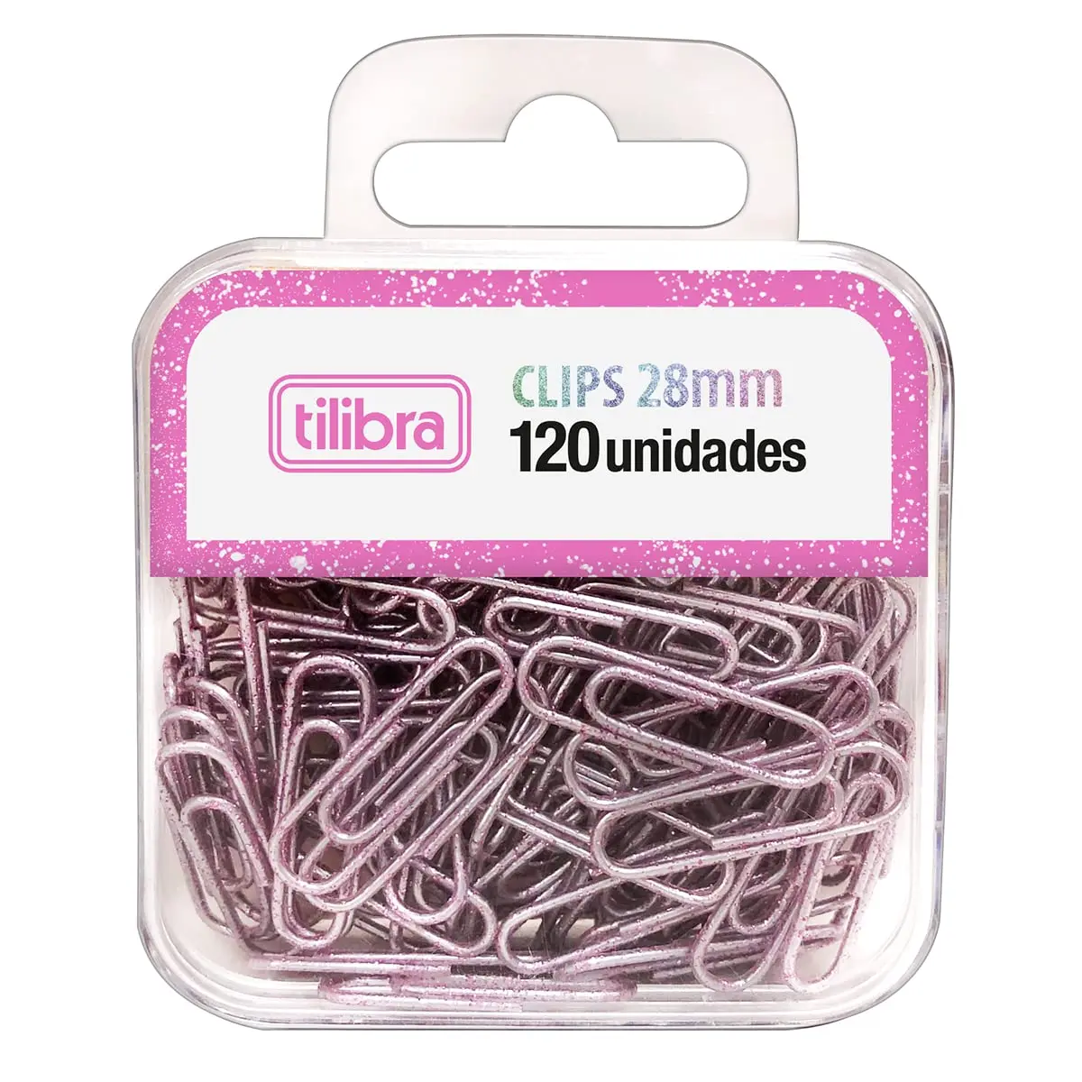 Tilibra - Clips 28mm Glitter Pink 120 Unidades - 1
