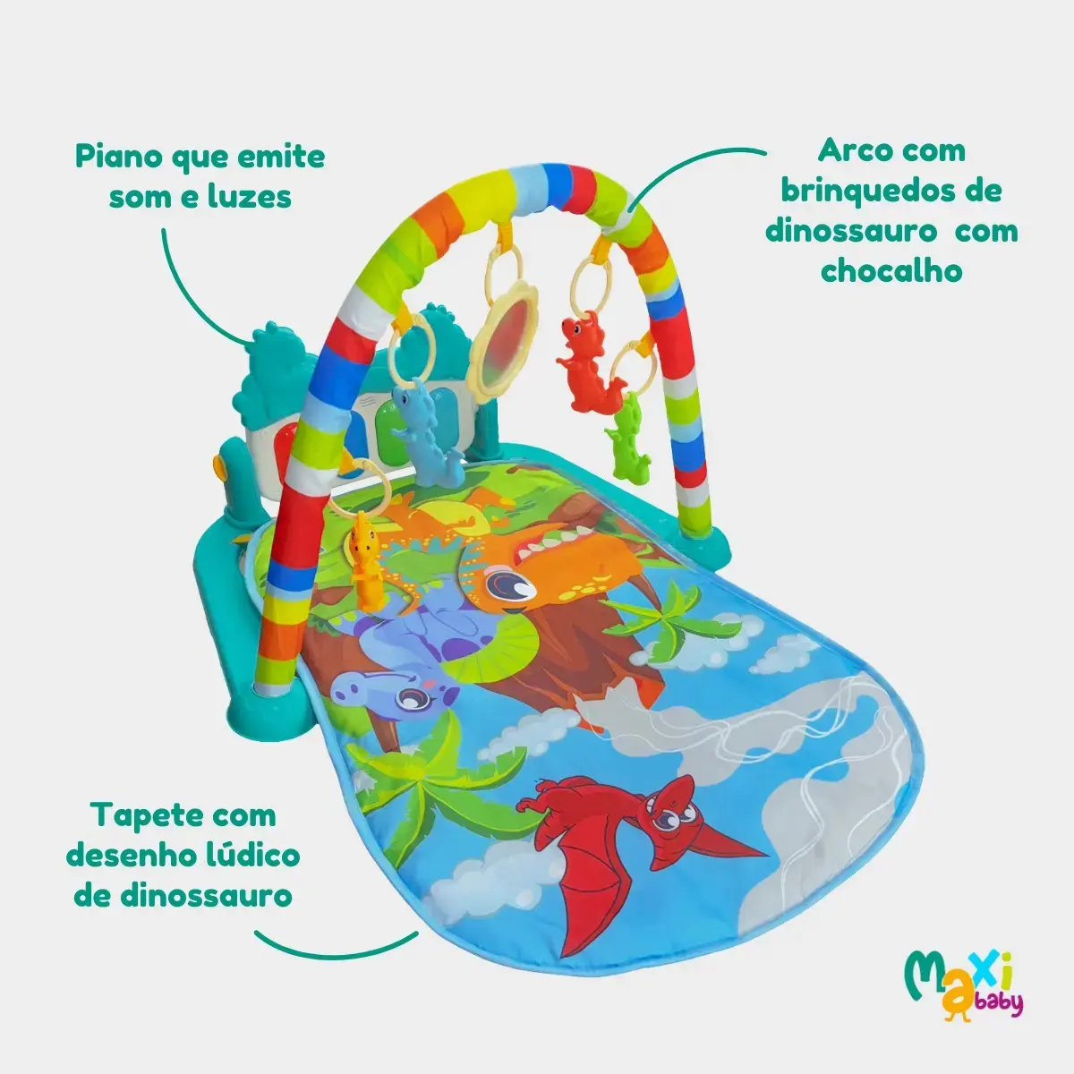 Tapete de Atividades Para Bebê Piano Play Funny Dino Maxi Baby thumbnail 5