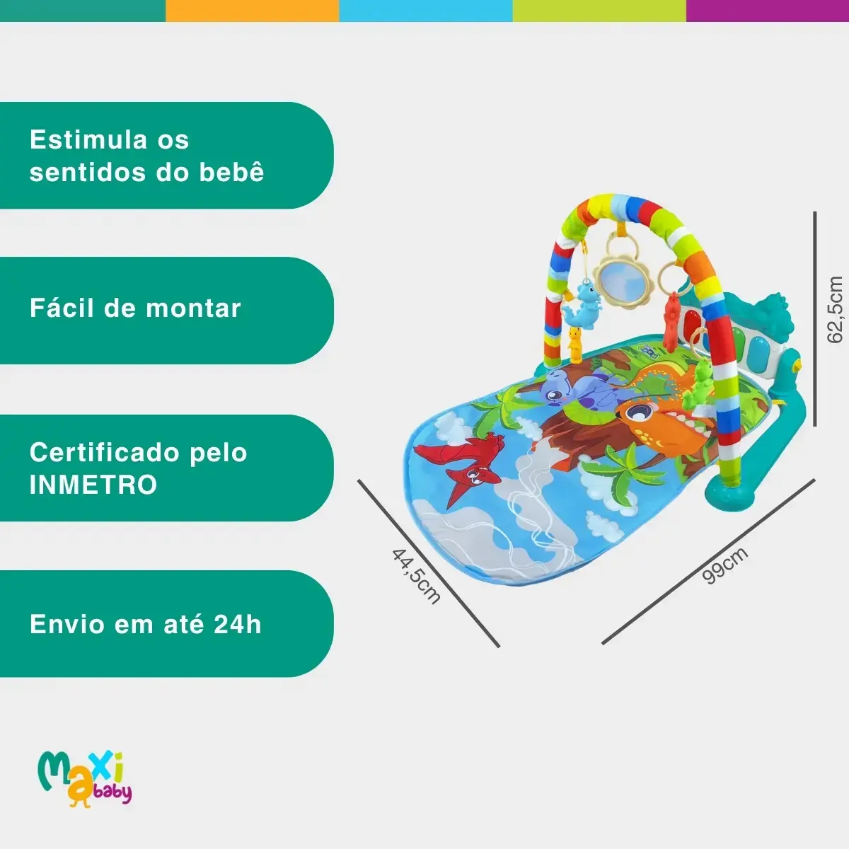 Tapete de Atividades Para Bebê Piano Play Funny Dino Maxi Baby thumbnail 10