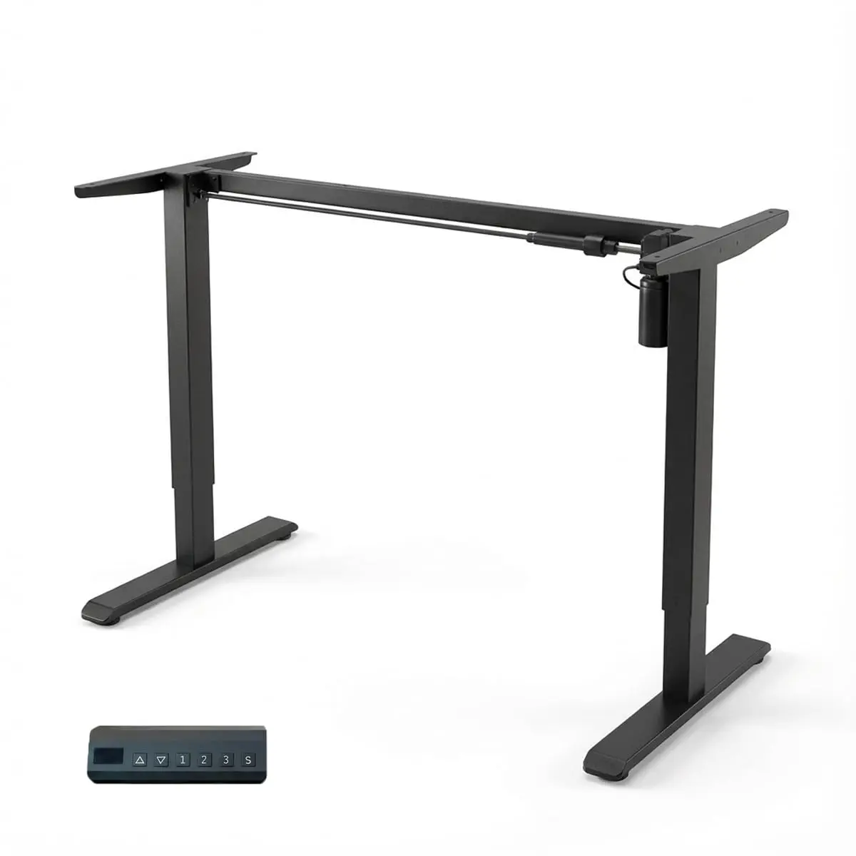 Estrutura de Mesa Elétrica Ajustável para Trabalho em Pé e Sentado – 3 Configurações de Memória, Altura de 72cm a 120cm, Base Ergonômica e Design Silencioso para 110v e 220v (preto)