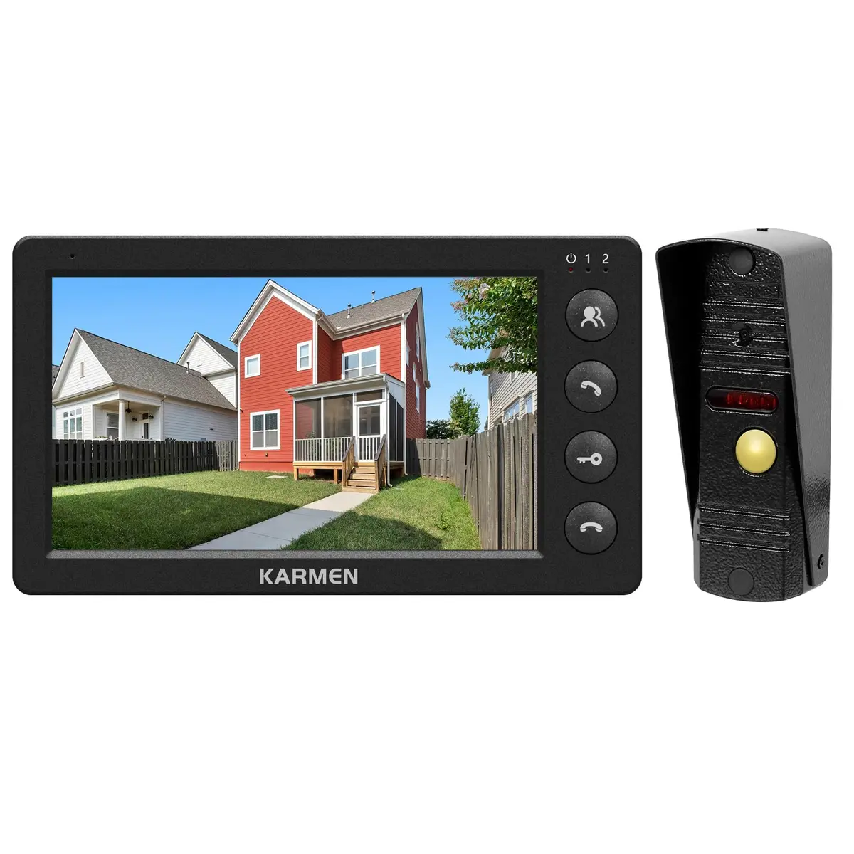 Karmen sistema de vídeo porteiro eletrônico com fio para casa kit completo,Tela de 7 polegadas, Campainha de liga