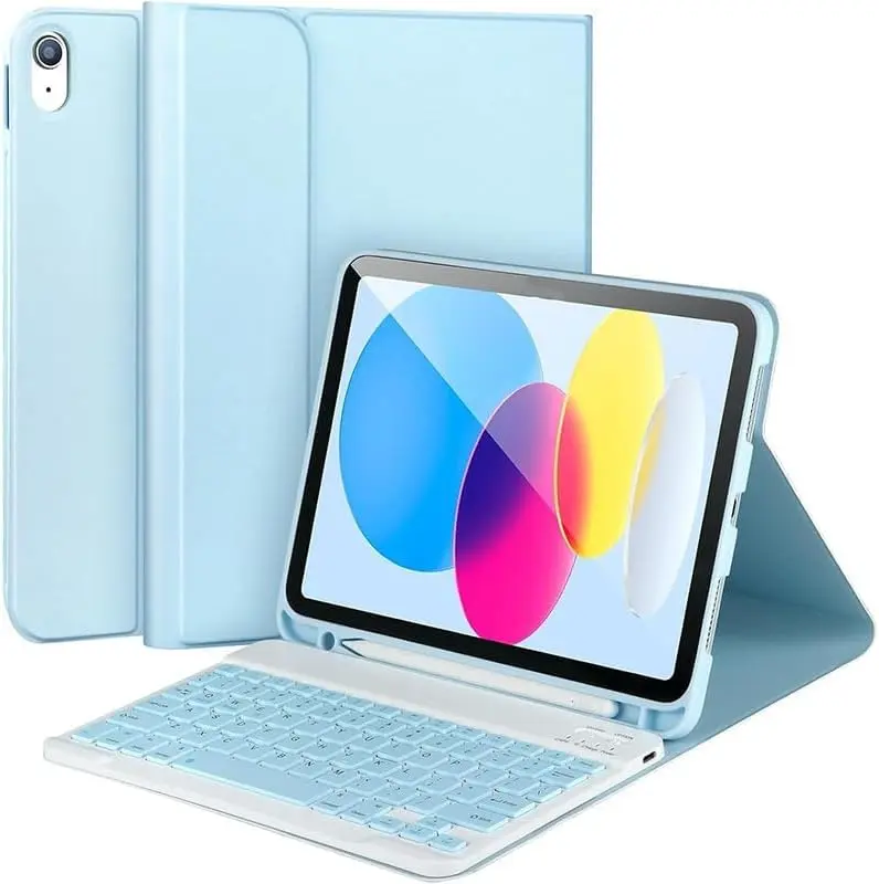Capa com Teclado para iPad 10ª Geração 10.9" Polegadas, iPad (A16) 11th Generation 11 Inch 2025; modelos A2696,A2757,A2777,A3354,A3355 e A3356 com Auto Hibernação (Azul) - 1