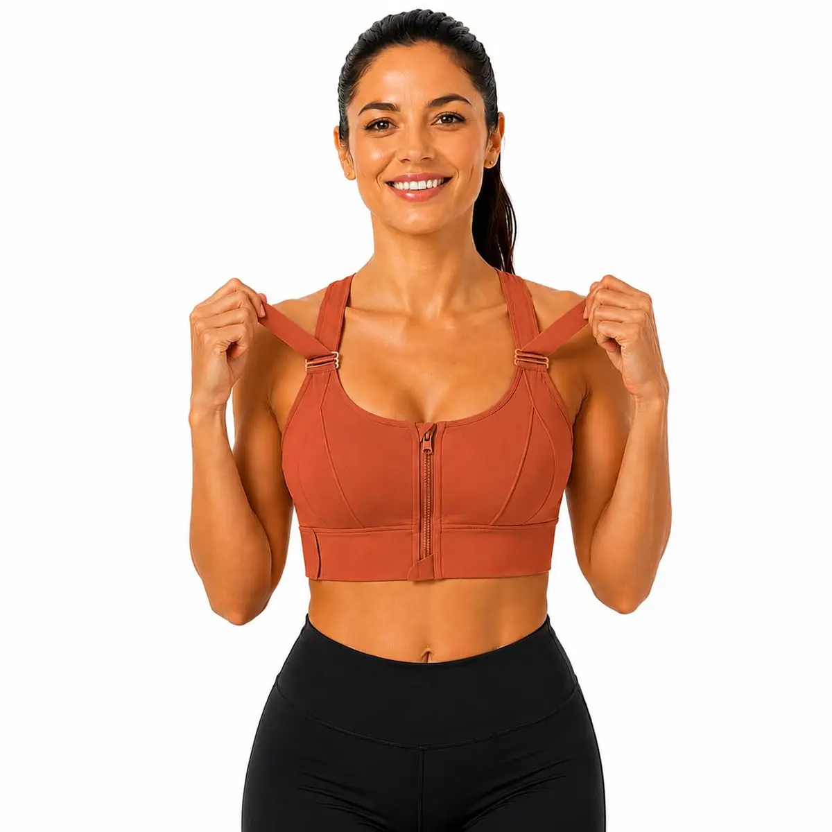 Top Fitness Feminino Academia Alta Sustentação e Compressão Reforçado Esportes Alto Impacto Corrida 3 Ajustes e Confortável Seguro Plus Size - 1