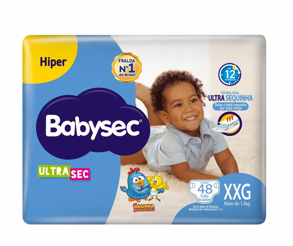 Fralda Babysec Galinha Pintadinha Ultrasec, Tamanho XXG, 48 Unidades