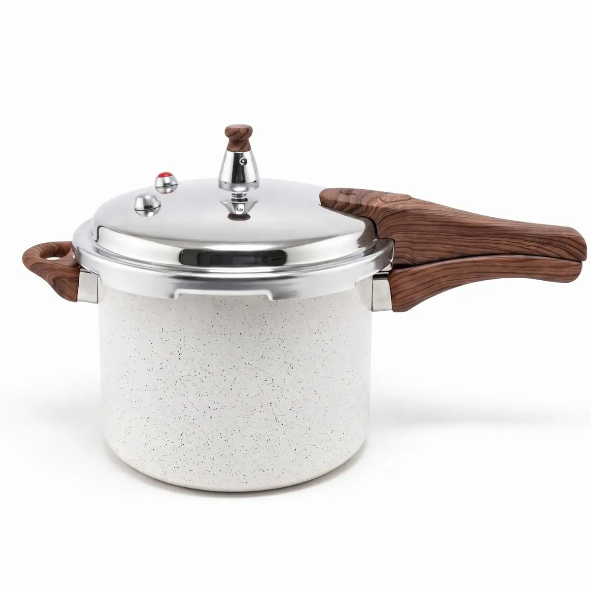 Panela de Pressão 4,2L com Revestimento Cerâmico Antiaderente, Fundo de Indução, Tampa em Aço Inox, Cabo Amadeirado e Sistema de Segurança